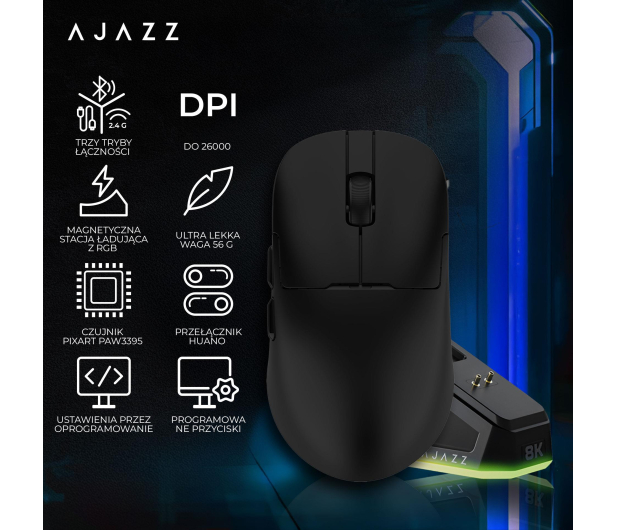 Ajazz AJ159PRO 3395-8K ze stacją dokującą czarna - 1536397 - zdjęcie 13